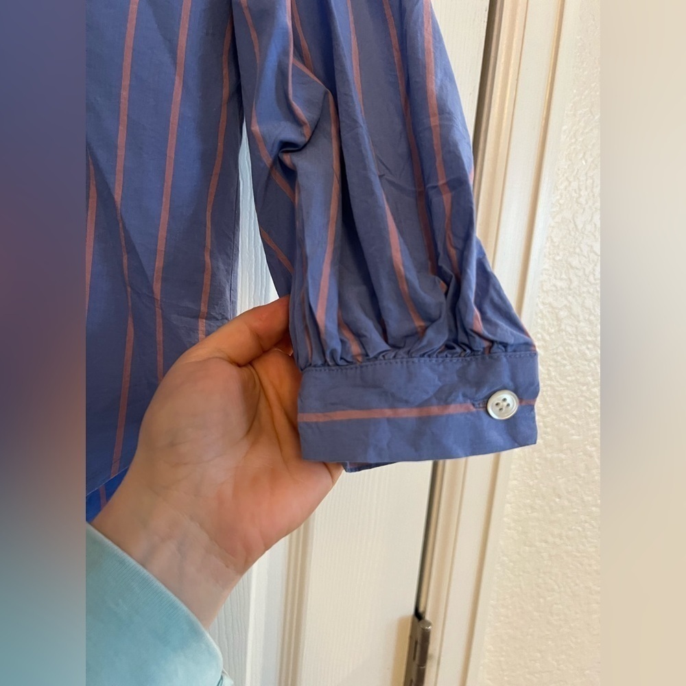 Rails | Blue Button Down Puff Sleeve Janae in Lima Stripe Sz M - Picture 5 of 12